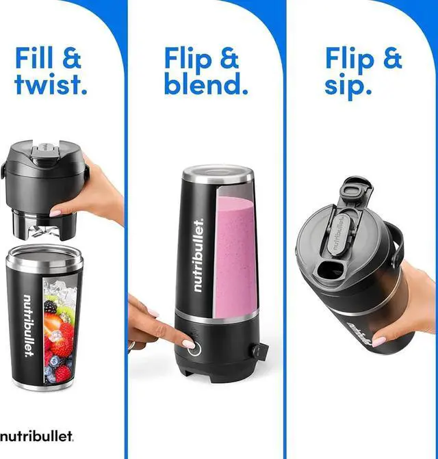 Alt view image 7 of 7 - Flip Portable Blender with Insulated Cup, Cordless, Black, NBPB50350AK