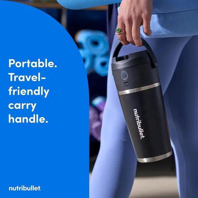 Alt view image 2 of 7 - Flip Portable Blender with Insulated Cup, Cordless, Black, NBPB50350AK