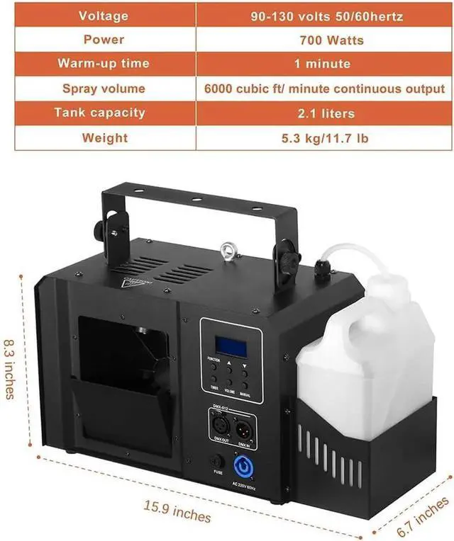 Alt view image 3 of 7 - Haze Machine, 700W Continuous Output Fog Machine with Wireless Remote and DMX, Enhances Light Shows Perfect for Stage, Parties, DJ, Halloween, and Clubs
