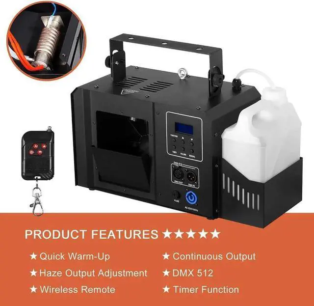 Alt view image 6 of 7 - Haze Machine, 700W Continuous Output Fog Machine with Wireless Remote and DMX, Enhances Light Shows Perfect for Stage, Parties, DJ, Halloween, and Clubs