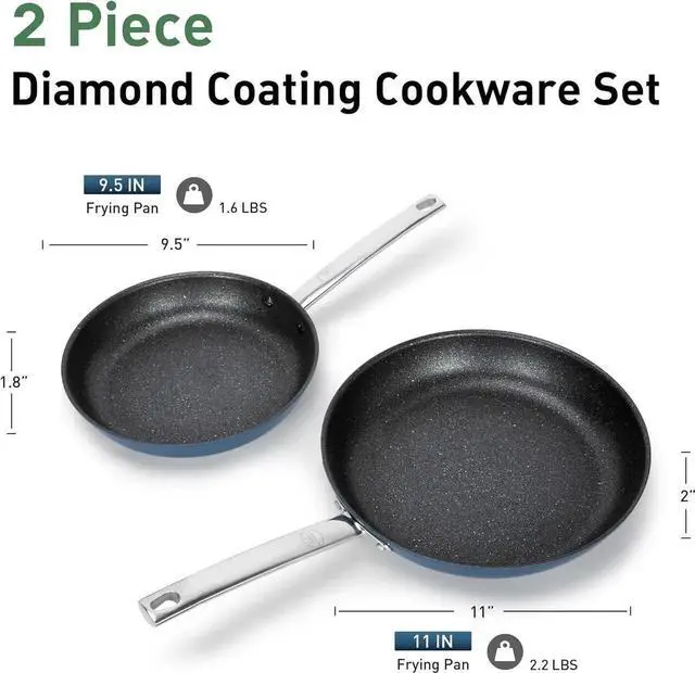 Alt view image 4 of 6 - Ceramic Nonstick Frying Pans Set/Fry Pan/Skillet Sets, Healthy Induction Cookware Set Suitable for All Stove, Oven Safe up to 550