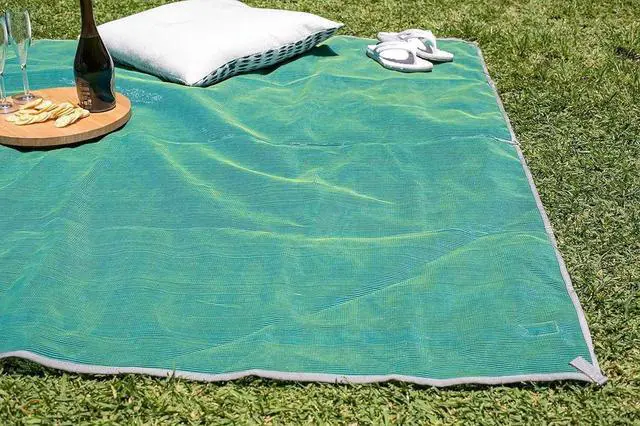 Alt view image 5 of 7 - Original Sand-Free Outdoor Rug Camping Mat - Water-Resistant & Anti-Fade Material - Military-Grade - Reversible Design - Area Rug for Beach, RV, & Picnics - Includes Travel Bag