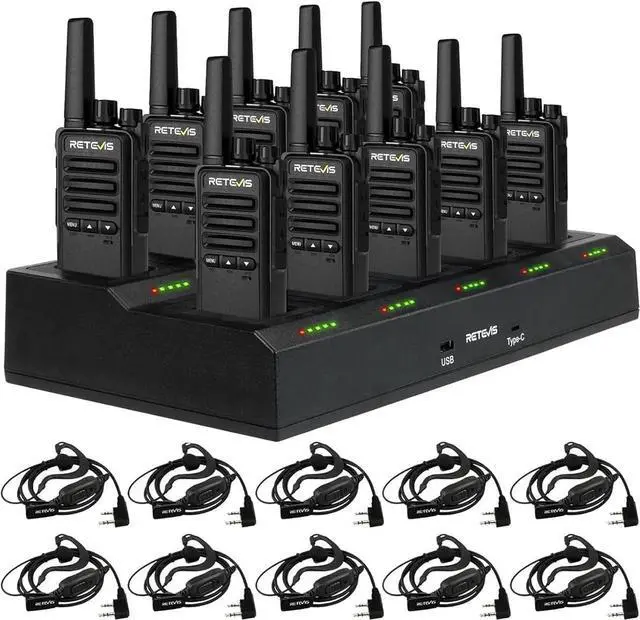 Main image of RT68B Walkie Talkies for Adults Long Range, with 10 Multi Way Charger, Easier Securer Charging, Rechargeable Two Way Radios for School Industry Warehouse(10 Pack)