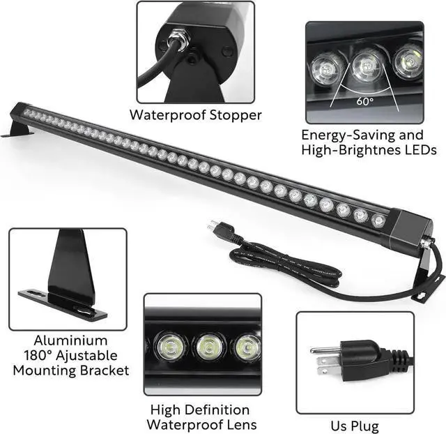 Alt view image 3 of 7 - LED Wall Washer Lights Bar 2 Pack,72W 5000K Daylight White Outdoor Wall Wash Lighting,4ft IP67 Waterproof Linear Led Wall Washer Light for Garden,Backyard,Building,Courtyard Exterio Landscape Lighting