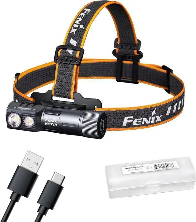 Main image of HM71R Headlamp, 2700 Lumen Super Bright USB-C Rechargeable Spot Light Flood Light L-Shape 90 Degree Right Angle Flashlight Industrial Grade with LumenTac Organizer