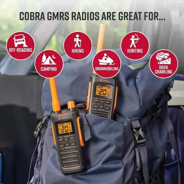Alt view image 5 of 7 - Trailblazer 450 GMRS Radio (2-Pack) IP54 Weather Resistant, 16hr Battery, 2.5W Long Range Walkie Talkies, Large LCD Display, NOAA, Programmable Software, Removable Antenna, Repeater Capable