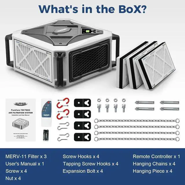 Alt view image 5 of 6 - Hanging Intake Air ltration Systems Woodworking 2 Stage Air Flow (580/780CFM) Remote Control, Shop Dust Collectors with Strong Vortex Fan for Garage, Work Shop, Home Use, Purecare 780Kindly Note: It d