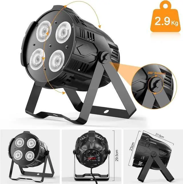 Alt view image 5 of 7 - Stage Lights 200W Spotlight Warm & Cool White, 4 Eyes Blinder COB Par Can Lights, Uplights for Events Wedding Church Theater Photo Studio Concert Live Show - 2Packs