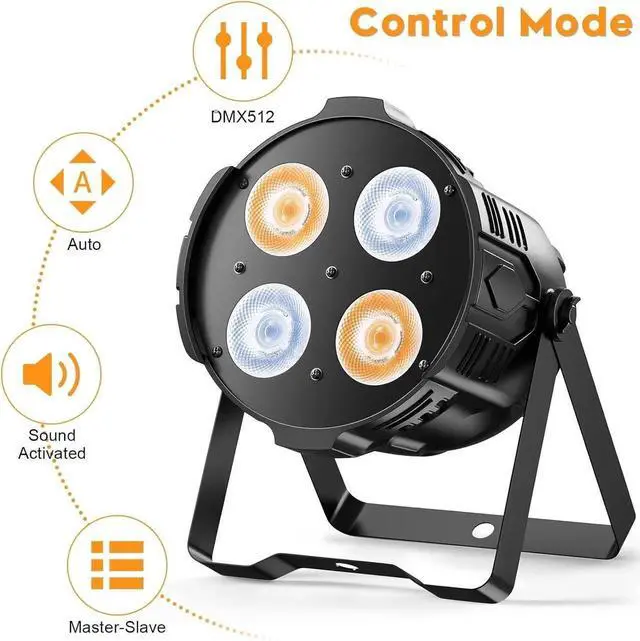 Alt view image 7 of 7 - Stage Lights 200W Spotlight Warm & Cool White, 4 Eyes Blinder COB Par Can Lights, Uplights for Events Wedding Church Theater Photo Studio Concert Live Show - 2Packs