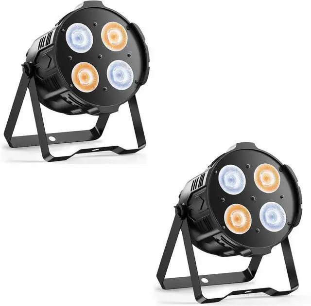 Alt view image 6 of 7 - Stage Lights 200W Spotlight Warm & Cool White, 4 Eyes Blinder COB Par Can Lights, Uplights for Events Wedding Church Theater Photo Studio Concert Live Show - 2Packs