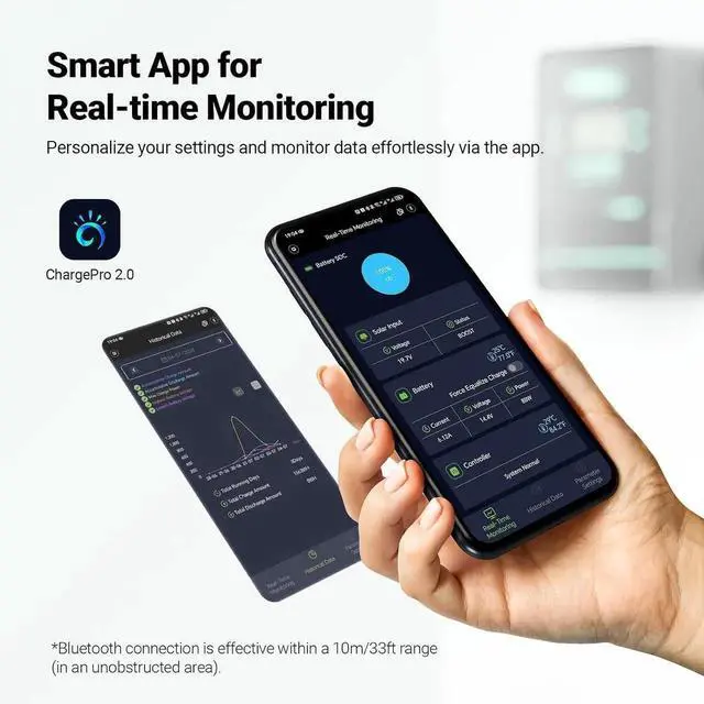 Alt view image 2 of 6 - 100A MPPT Solar Charge Controller, 12V/24V/36V/48V Negative Grounding Controller, w/ Smart Bluetooth APP Control, Low-Temp Cut-Off, LCD Display, for Lithium, Sealed, AGM, Gel, Flooded Batteries