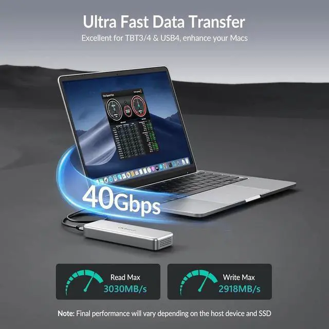 Alt view image 2 of 7 - G40 USB4 40Gbps Portable SSD 2TB, CNC Crafted Aluminum, Built-in Active Turbo Fan External SSD for Content Creators and Creative Professionals, Up to 3200MB/S Ultra Fast Data Transfer