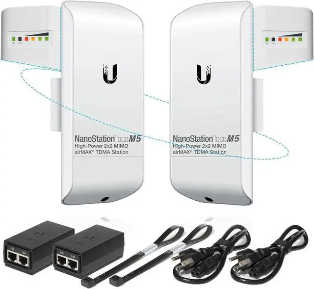 Alt view image 4 of 7 - Wireless Bridge Ubiquiti LOCOM5 PRE-CONFIGURED, Bundle of 2 Ubiquiti Nanostation LOCO M5, Point to Point Outdoor WiFi Bridge, Plugh and Play, 5GHz, 150+Mbps, 10+km Link Range, Network Bridge.
