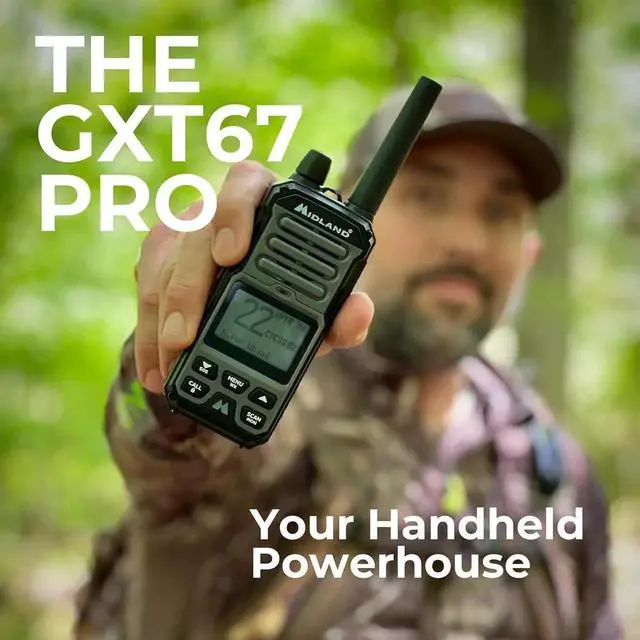 Alt view image 4 of 7 - GXT67 PRO 5W GMRS Radio - Two-Way Walkie Talkie - Repeater Cap, IP67 Waterproof, Active Noise Canceling, Hands-Free Operation, 99 Channels, 16-Hour Battery -1 Pack