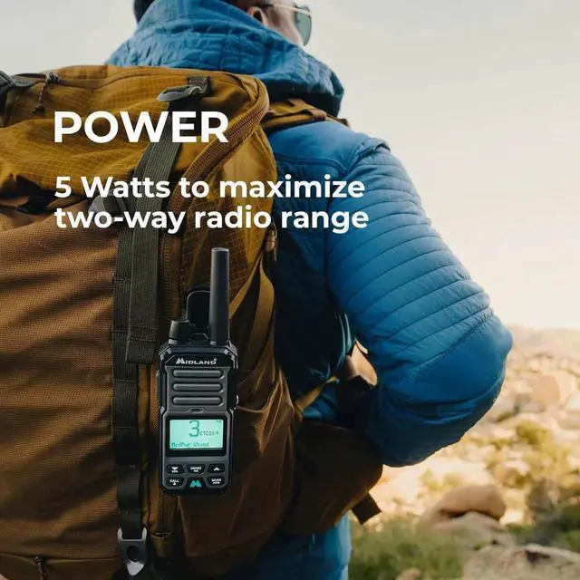 Alt view image 3 of 7 - GXT67 PRO 5W GMRS Radio - Two-Way Walkie Talkie - Repeater Cap, IP67 Waterproof, Active Noise Canceling, Hands-Free Operation, 99 Channels, 16-Hour Battery -1 Pack