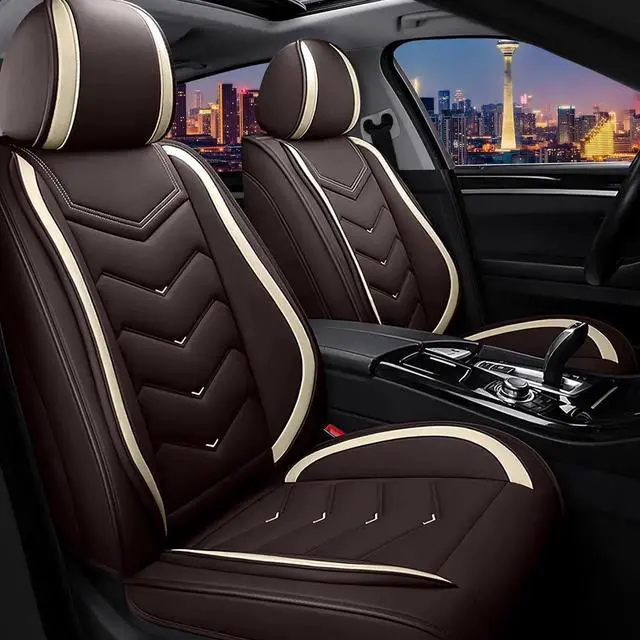 Main image of Car Seat Covers for Jeep Compass 2007-2025, Stylish Sport Seat Cover, Premium Nappa Leather Car Seat Cover. Automobile Seat Covers Sets.(Standard 2 Seats/Coffee Color