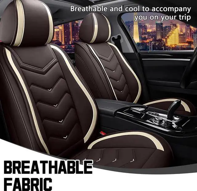 Alt view image 5 of 7 - Car Seat Covers for Jeep Compass 2007-2025, Stylish Sport Seat Cover, Premium Nappa Leather Car Seat Cover. Automobile Seat Covers Sets.(Standard 2 Seats/Coffee Color