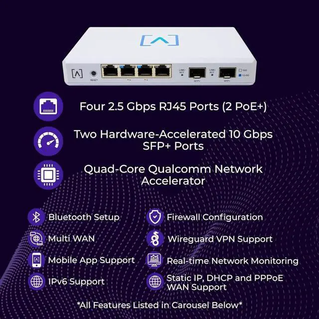 Alt view image 7 of 7 - Route10 | 10 Gig Multi-WAN Router | High-Performance Qualcomm Quad-Core Hardware-Accelerated VPN Router | 2 10 Gbps SFP+ and 4 2.5 Gbps Ports | Real-Time Stats | Load Balancing | 40W PoE+