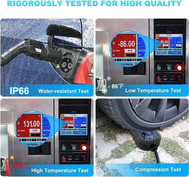 Alt view image 4 of 7 - Level 2 EV Charger 32A, 240V,7.68KW, NEMA 14-50 Plug,Electric Vehicle Portable,25ft Cable,Plug & Play for J1772,for Home and Outdoor (Black)