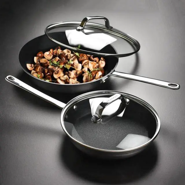 Alt view image 6 of 7 - Stratanium+ Nonstick Stainless Steel 9.5 & 11" Fry Pan Skillet Set with Lids - Maitre D' - Denmark