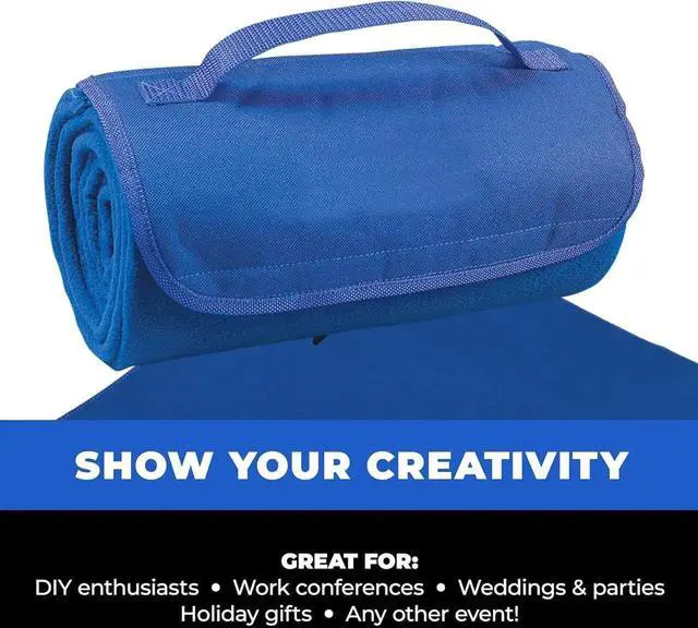 Alt view image 2 of 5 - 25 Ct of Roll-Up Blankets for Camping, Travel, Outdoors, Beach, Picnics Red Hook + Loop Closure for Easy Use in Cars & on Airplanes Customizable for Promotions & Events