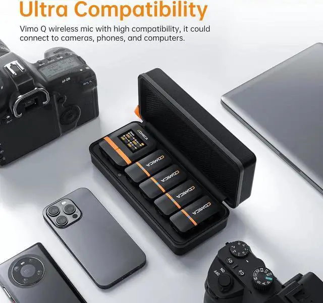 Alt view image 6 of 7 - Vimo Q 4-Channel Wireless Lavalier Microphone System for iPhone/Android/Camera/Camcorder/PC, Noise Cancellation, 4 Audio Tracks Output, 656ft Range, Lapel Mic for Video Recording, Streaming