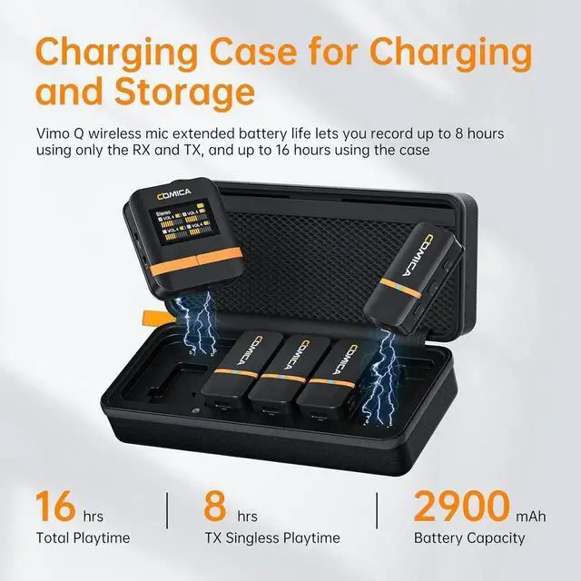 Alt view image 7 of 7 - Vimo Q 4-Channel Wireless Lavalier Microphone System for iPhone/Android/Camera/Camcorder/PC, Noise Cancellation, 4 Audio Tracks Output, 656ft Range, Lapel Mic for Video Recording, Streaming