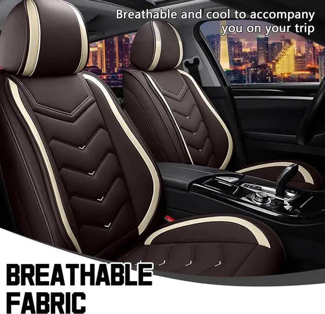 Alt view image 5 of 7 - Car Seat Covers for Jeep Compass 2007-2025, Stylish Sport Seat Cover, Premium Nappa Leather Car Seat Cover. Automobile Seat Covers Sets.(Standard 2 Seats/Coffee Color)