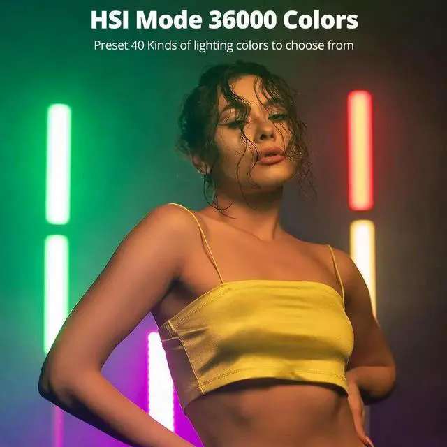 Alt view image 5 of 7 - A2 Full-Color RGB Tube Light, CRI 95 TLCI 97 Accurate Color,2500k-8500K Adjust,RGB CCT HSI Mode, 29 Fx Light Effect,APP Control Support, Brightness Adjust, Magnet Design (A2-K2 Kit)