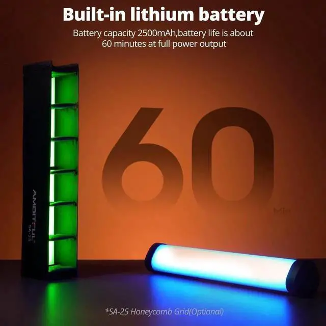 Alt view image 7 of 7 - A2 Full-Color RGB Tube Light, CRI 95 TLCI 97 Accurate Color,2500k-8500K Adjust,RGB CCT HSI Mode, 29 Fx Light Effect,APP Control Support, Brightness Adjust, Magnet Design (A2-K2 Kit)