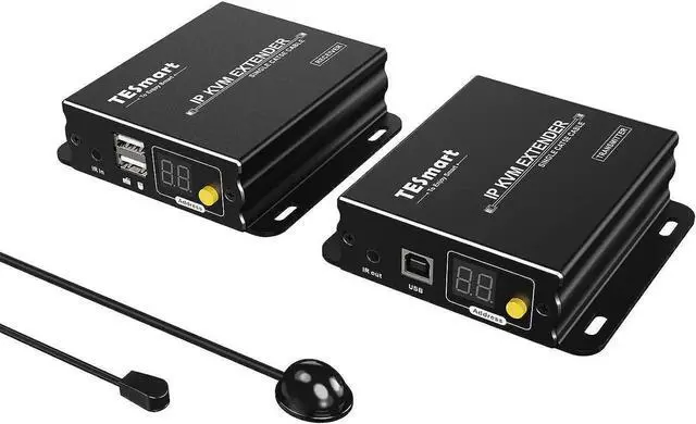 Main image of HDMI KVM Extender 1080P 60Hz Over Single Cat5e/6 Cable Up to 120m/393ft, Point/Multipoint to Point/Multipoint, Remote Control via Mouse & Keyboard, IR Pass Through (Transmitter and Receiver)