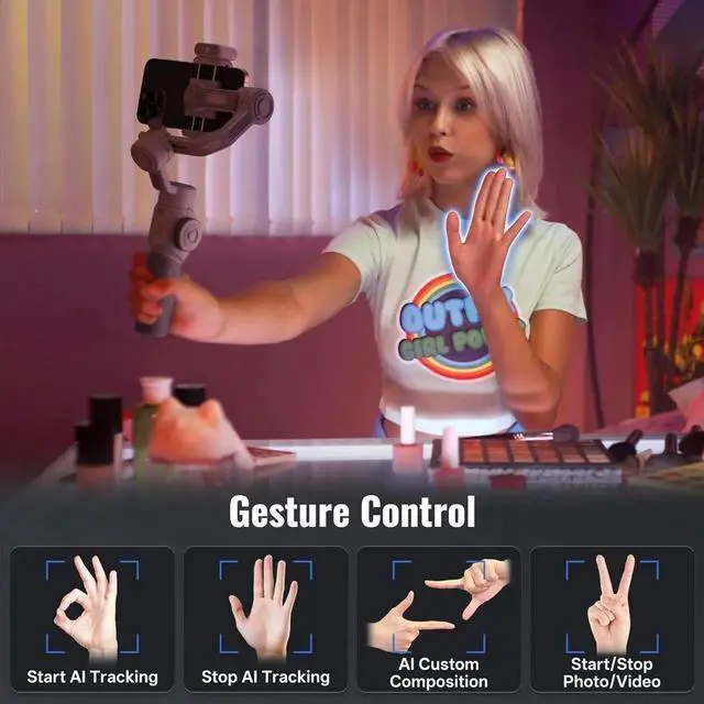 Alt view image 7 of 7 - CINEPEER Smooth 5E Combo Gimbal Stabilizer for iPhone, Android, Built-in Fill Light, Tripod, 3-Axis 300g Payload Phone Gimbal, Gesture Control, Vlogging YouTube, TikTok