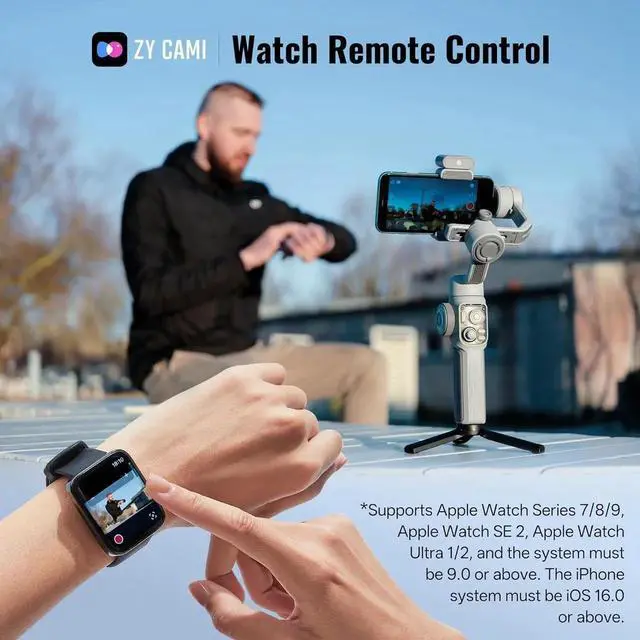 Alt view image 2 of 7 - CINEPEER Smooth 5E Combo Gimbal Stabilizer for iPhone, Android, Built-in Fill Light, Tripod, 3-Axis 300g Payload Phone Gimbal, Gesture Control, Vlogging YouTube, TikTok
