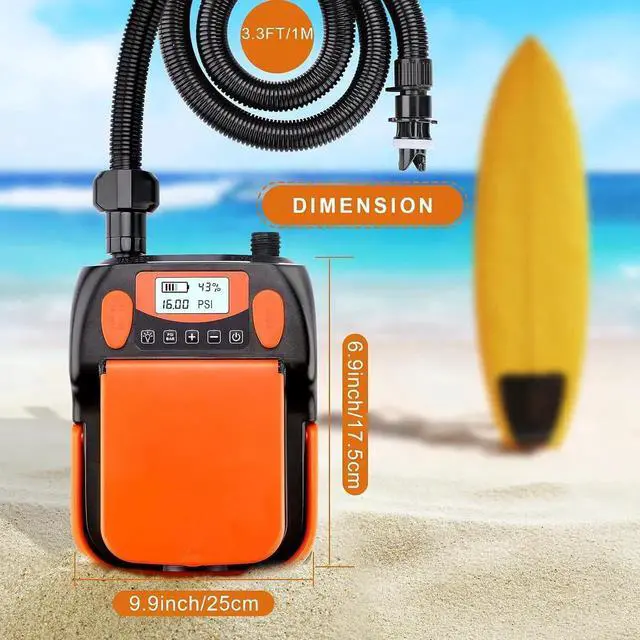 Alt view image 5 of 7 - Electric Air Pump Digital 16PSI 12V Rechargeable SUP Electric Air Pump Compressor, Quick Air Inflator/Deflator, Portable Electric High Pressure Air Pump for Air Mattresses, Inflatable Boats