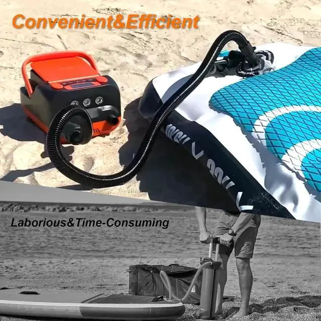 Alt view image 2 of 7 - Electric Air Pump Digital 16PSI 12V Rechargeable SUP Electric Air Pump Compressor, Quick Air Inflator/Deflator, Portable Electric High Pressure Air Pump for Air Mattresses, Inflatable Boats