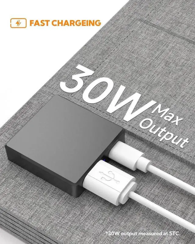 Alt view image 7 of 7 - 30W Foldable Solar Panel Portable Solar Charger with PD USB-C 30W USB-A 18W max Output, Backpacking Solar Panel for Camping, Ultra Compact Solar Panels for Hiking, Trip, Outdoor Activities