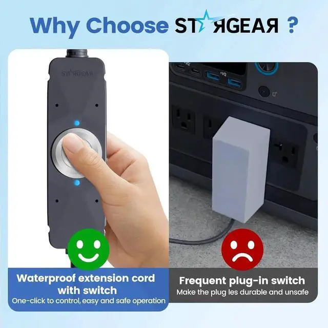 Alt view image 2 of 7 - Power Switch for Starlink Mini/Gen 3 Cable, 16m IP67 Waterproof with Magnetic Base Outdoor Switch, 16AWG 1FT Extension Cable & Power Adapter with One-Touch Metal Button & Dual LEDs for RV Camping