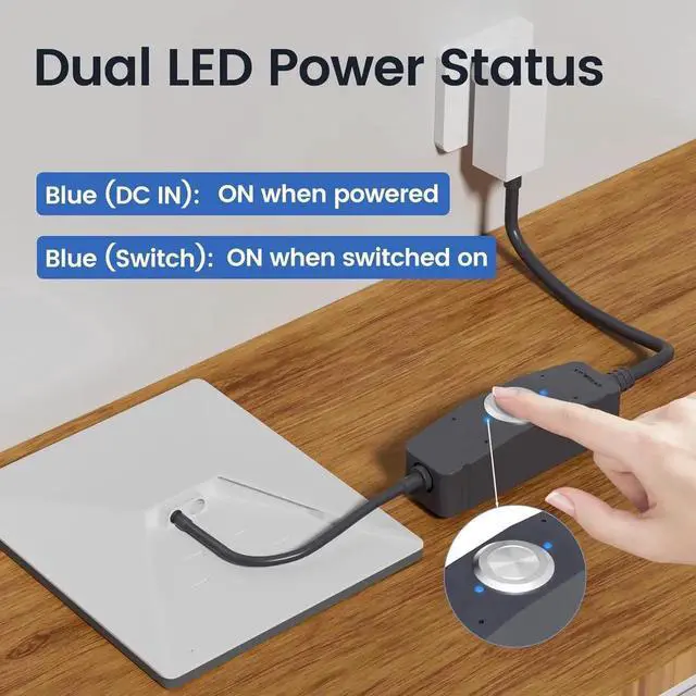 Alt view image 3 of 7 - Power Switch for Starlink Mini/Gen 3 Cable, 16m IP67 Waterproof with Magnetic Base Outdoor Switch, 16AWG 1FT Extension Cable & Power Adapter with One-Touch Metal Button & Dual LEDs for RV Camping