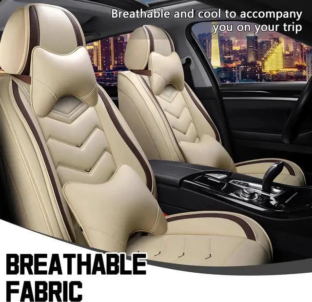 Alt view image 7 of 7 - Car Seat Covers for Jeep Compass 2007-2025, Stylish Sport Seat Cover, Premium Nappa Leather Car Seat Cover. Automobile Seat Covers Sets.(Luxury 2 Seats/Beige)