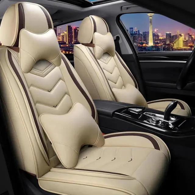 Main image of Car Seat Covers for Jeep Compass 2007-2025, Stylish Sport Seat Cover, Premium Nappa Leather Car Seat Cover. Automobile Seat Covers Sets.(Luxury 2 Seats/Beige)