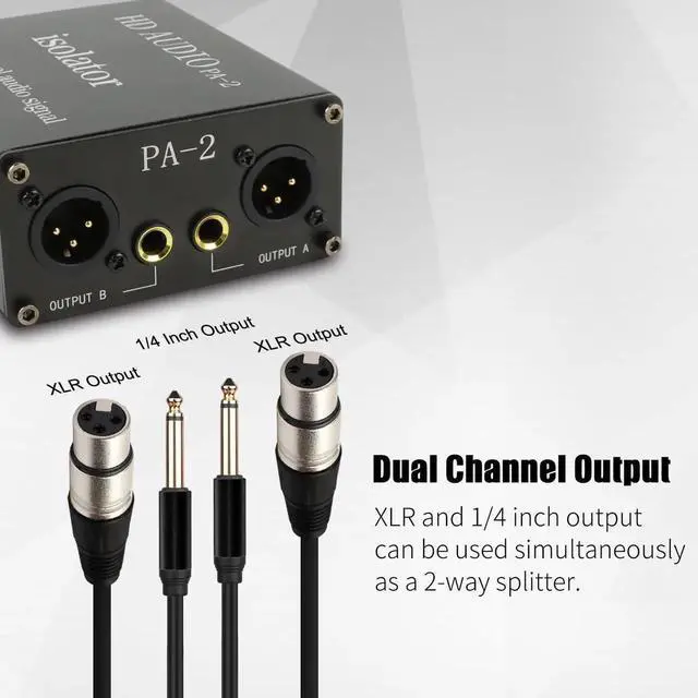 Alt view image 3 of 7 - Professional Hum Eliminator XLR 1/4 inch, Dual Channel Ground Loop Isolator for Sound SystemEliminate The Noise generated by The pahse Difference Between Digital Signal and Analog Single