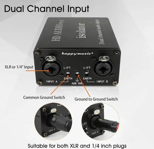 Alt view image 4 of 7 - Professional Hum Eliminator XLR 1/4 inch, Dual Channel Ground Loop Isolator for Sound SystemEliminate The Noise generated by The pahse Difference Between Digital Signal and Analog Single
