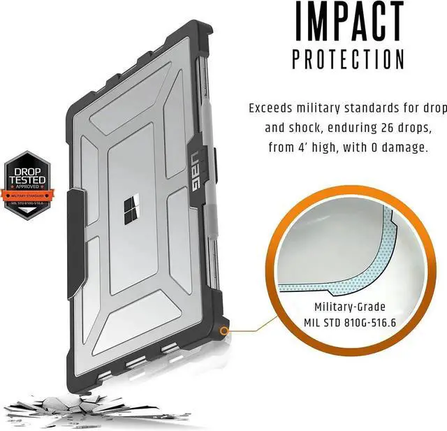 Alt view image 3 of 7 - UAG Dgned for Surface Laptop 5/4/3 Case 13.5" Plasma - Translucent Rugged Military Drop Tested Feather-Light Slim Laptop Protective Cover, Ice