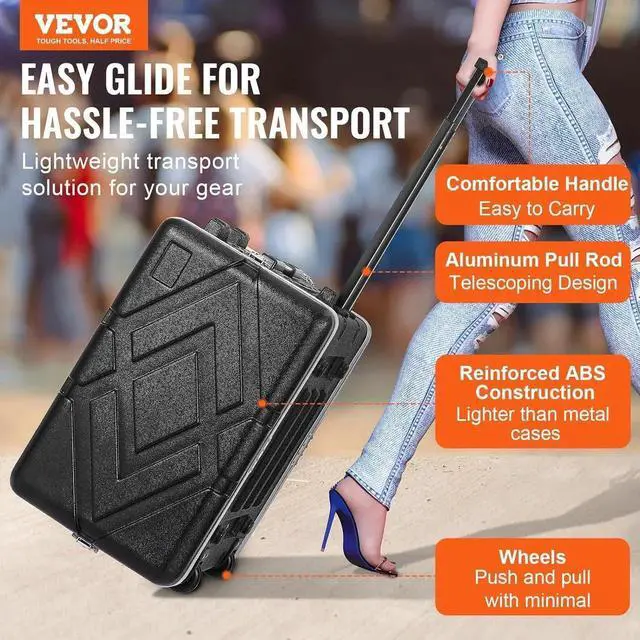 Alt view image 7 of 7 - 6U Rack Case, Standard 19 in Depth, Server Rack Cabinet with ABS Construction Wheels Heavy-Duty Twist Butterfly Latches, Detach Front & Back Panels, for Amps, Mixers, Microphone Receivers