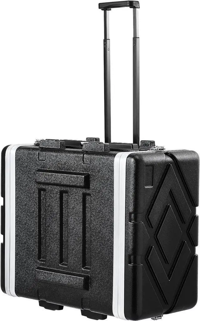 Main image of 6U Rack Case, Standard 19 in Depth, Server Rack Cabinet with ABS Construction Wheels Heavy-Duty Twist Butterfly Latches, Detach Front & Back Panels, for Amps, Mixers, Microphone Receivers