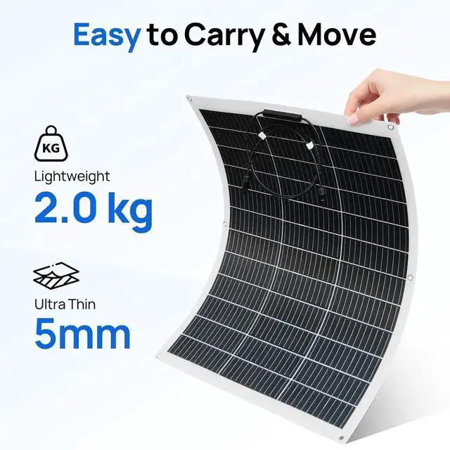 Alt view image 2 of 7 - 2pcs 130 Watt (260W) 12BB Flexible Solar Panels,23.5% High-Efcien Waterproof Monocrystalline Lightweight Solar Panel for RV,Boats,Curved Surfaces,Roofs,Cabin
