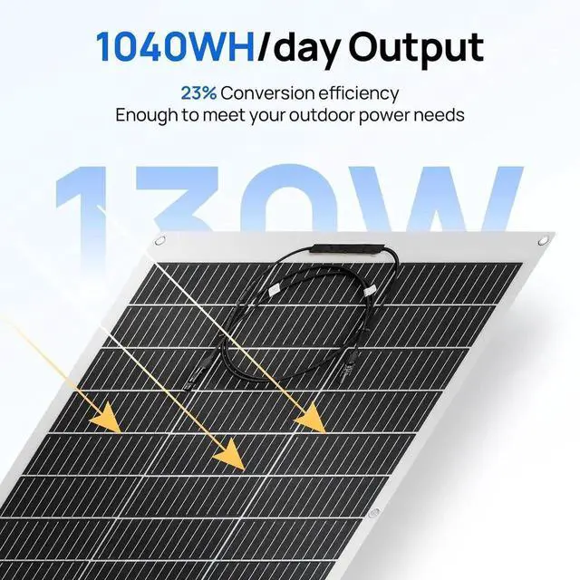Alt view image 6 of 7 - 2pcs 130 Watt (260W) 12BB Flexible Solar Panels,23.5% High-Efcien Waterproof Monocrystalline Lightweight Solar Panel for RV,Boats,Curved Surfaces,Roofs,Cabin