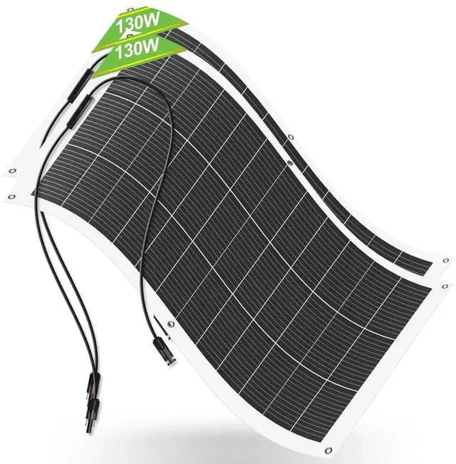 Main image of 2pcs 130 Watt (260W) 12BB Flexible Solar Panels,23.5% High-Efcien Waterproof Monocrystalline Lightweight Solar Panel for RV,Boats,Curved Surfaces,Roofs,Cabin