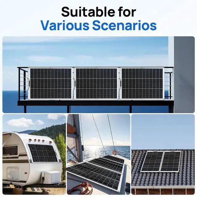 Alt view image 5 of 7 - 2pcs 130 Watt (260W) 12BB Flexible Solar Panels,23.5% High-Efcien Waterproof Monocrystalline Lightweight Solar Panel for RV,Boats,Curved Surfaces,Roofs,Cabin