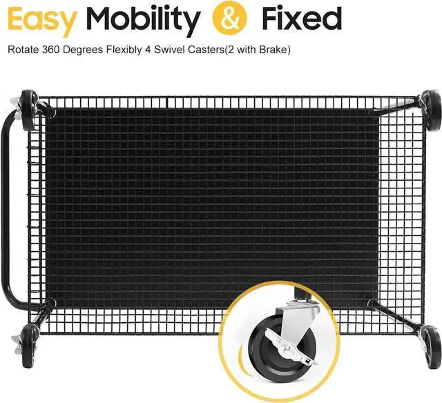 Alt view image 5 of 7 - 2-Tier Utility Cart with Wheels, Metal Cart with 1000LBS Capacity, NSF Heavy Duty Rolling Cart, Commercial Grade Serving Tool Storage Carts for Warehouse Garage Kitchen, 24"D x 45"W x 39"H, Black